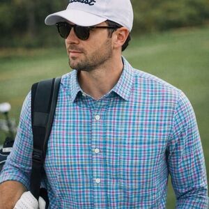 Johnnie-O Prep-formance Plaid Button Down Shirt Mens XL Stretch Golf Performance